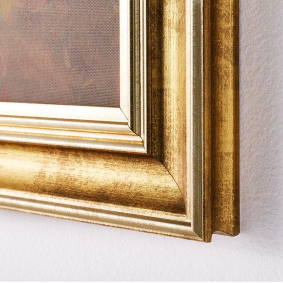 Threshold Studio McGee Forest Art Wall Decor – Gold Distressed Frame, 16x12 Inch, Canvas Landscape Print